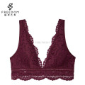 Linda e sexy com decote em V profundo mergulho push up sutiã de renda acolchoado design bralette